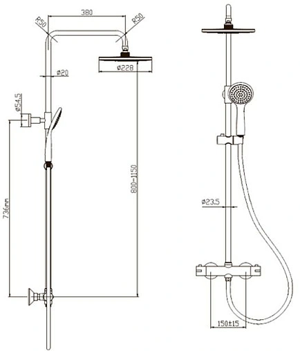 Душевая система с термостатом для душа SMARTsant Смарт хром SM1211AA