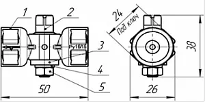 Кран для манометра трехходовой ½"в x М20x1.5мм 11б27пМ.01 Кран для манометра трехходовой ½"в x М20x1.5мм 11б27пМ.01, 2