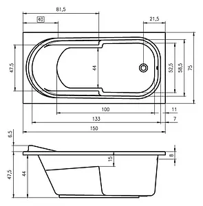 Ванна акриловая Riho COLUMBIA 150x75 B002001005, 3