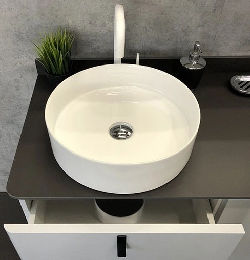 Тумба-умывальник напольная Comforty Сорренто 90Н светло-серый/антрацит 00-00000821CF