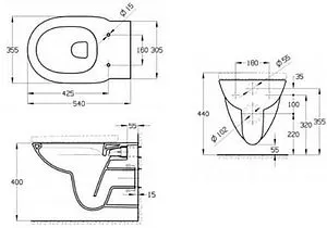 Комплект 4 в 1 Roca Debba Round Rimless Set 2.3, 3
