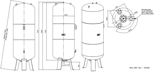 Расширительный бак Reflex G 800л 10 бар 8523005