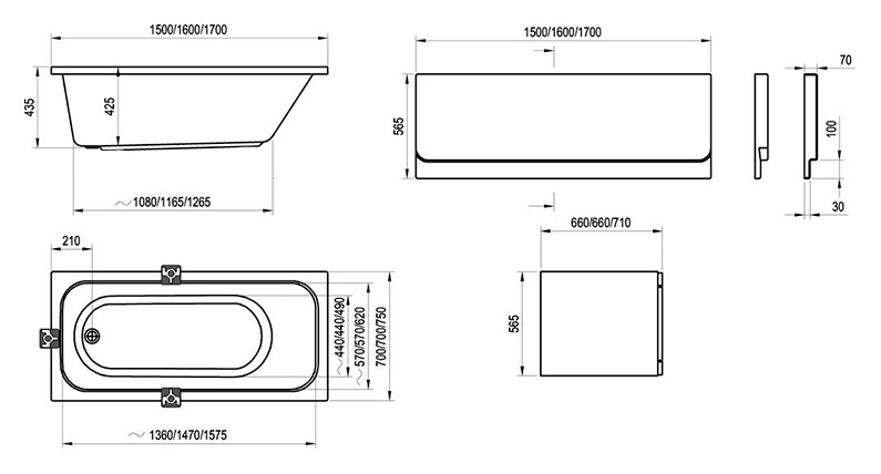 Ванна акриловая Ravak CHROME 150x70 C721000000