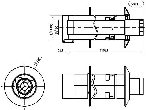 Коаксиальная труба Ø 60/100мм L=1000мм с наконечником Protherm 0020199381