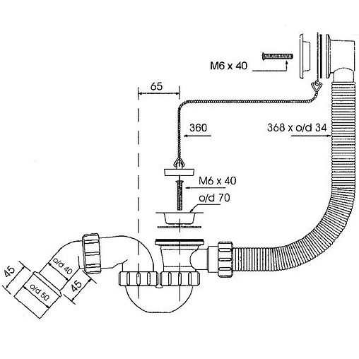 Слив-перелив для ванны Mc Alpine хром MRB1