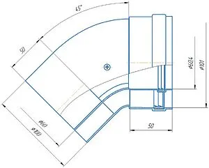 Колено для дымохода Ø 60/100мм ∠ 45° (Al) Krats CW-45-01, 2