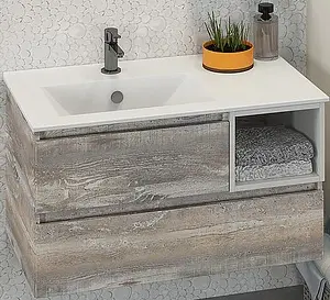 Тумба-умывальник подвесная Comforty Турин 90L дуб бежевый/белый 00004137135CF Тумба-умывальник подвесная Comforty Турин 90L дуб бежевый/белый 00004137135CF, 1