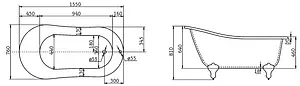 Ванна акриловая отдельностоящая BelBagno 150x76 BB06-1550 Ванна акриловая отдельностоящая BelBagno 150x76 BB06-1550, 2