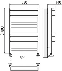 Полотенцесушитель водяной лесенка Terminus Линц П10 500х800 полированная сталь 4630080268388, 2