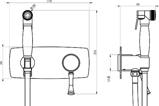 Гигиенический душ со смесителем Lemark Peretto чёрный кофе LM6319RB