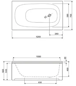 Ванна акриловая Cezares Eco 120x70 Ванна акриловая Cezares Eco 120x70, 2