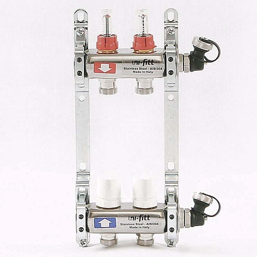 Группа коллекторная с расходомерами 2 отвода 1&quot;в/в x ¾&quot;ек Uni-fitt 450I4302