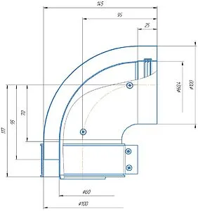 Колено для дымохода Ø 60/100мм ∠ 90° (Al) Krats PK-90, 2