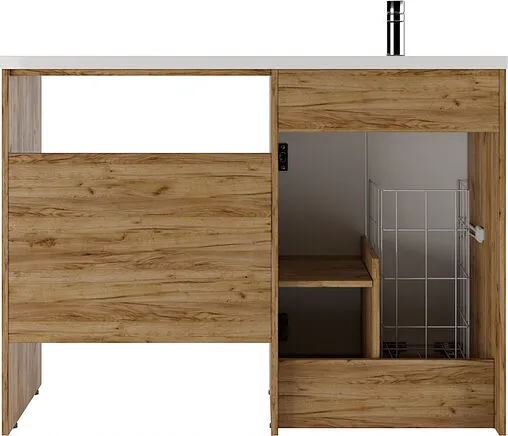 Тумба под умывальник напольный, над стиральной машиной Домино Craft 120 графит/дуб вотан DCr2214T