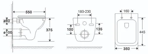 Унитаз подвесной безободковый Terminus Ното белый 04W50х35W