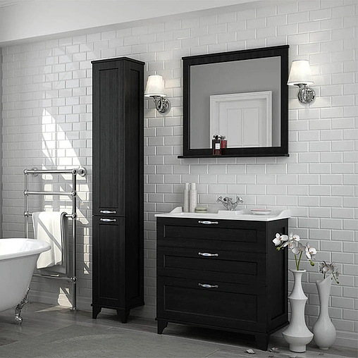 Зеркало Aquaton Леон 80 ясень чёрный 1A186402LBPT0