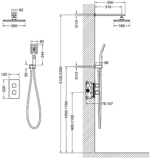 Душевая система с термостатом для душа Timo Petruma золото матовое SX-5059/17SM