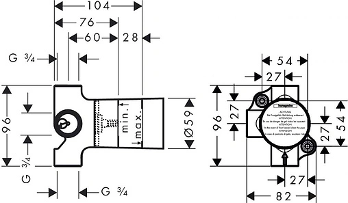 Скрытая часть запорного/переключающего вентиля Trio Hansgrohe 15981180