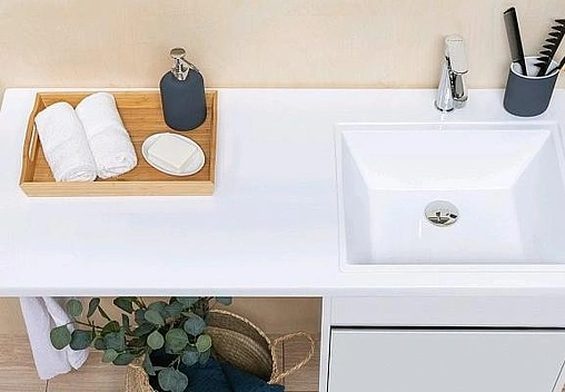 Тумба-умывальник напольная над стиральной машиной Aquanet Токио 110 R белый 00236916+00235498