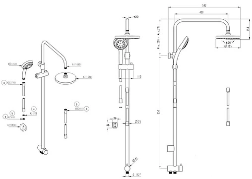 Душевая система со смесителем для душа VitrA System Rain хром A49234EXP