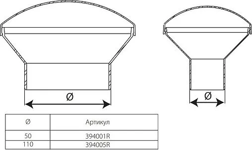 Зонт вентиляционный D=50мм Sinikon 394001.R Зонт вентиляционный D=50мм Sinikon 394001.R