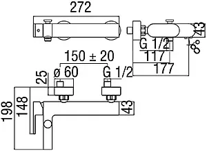 Смеситель для ванны Nobili Up хром UP94110/1CR Смеситель для ванны Nobili Up хром UP94110/1CR, 2
