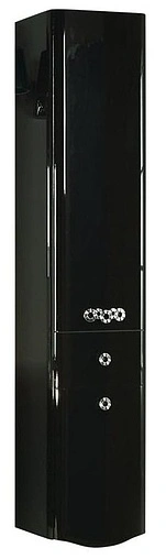 Шкаф-пенал подвесной с бельевой корзиной Aquaton Венеция 35 L черный глянец 1A151003VN95L