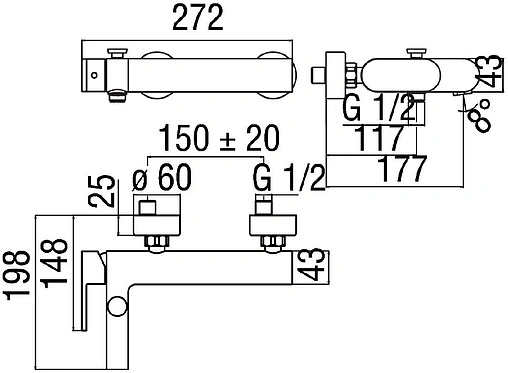 Смеситель для ванны Nobili Up хром UP94110/1CR