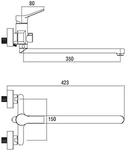 Смеситель для ванны с длинным изливом SMARTsant Эдванс хром SM273502AA Смеситель для ванны с длинным изливом SMARTsant Эдванс хром SM273502AA, 2