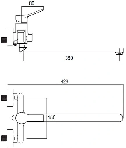 Смеситель для ванны с длинным изливом SMARTsant Эдванс хром SM273502AA Смеситель для ванны с длинным изливом SMARTsant Эдванс хром SM273502AA