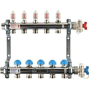 Группа коллекторная с расходомерами 5 отводов 1&quot;н/н x ¾&quot;ек Rehau HKV-D 12080511002, 1