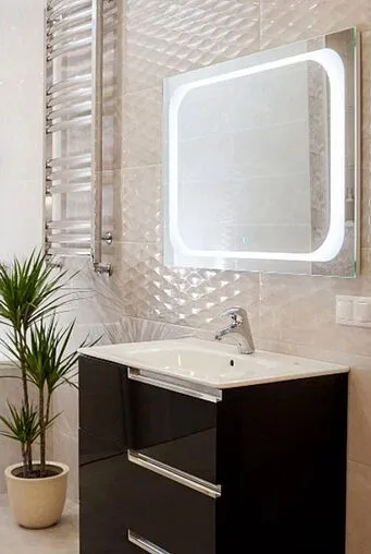 Зеркало с подсветкой Continent Atlantis Led 91.5x68.5 с часами