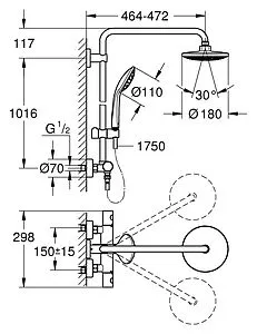 Душевая система с термостатом для душа Grohe Euphoria хром 27615001 Душевая система с термостатом для душа Grohe Euphoria хром 27615001, 2