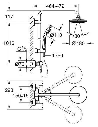 Душевая система с термостатом для душа Grohe Euphoria хром 27615001