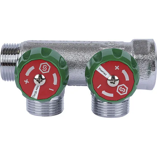 Коллектор регулирующий проходной 2 отвода ¾&quot;в/н x ¾&quot;ек Stout SMB-6850-343402