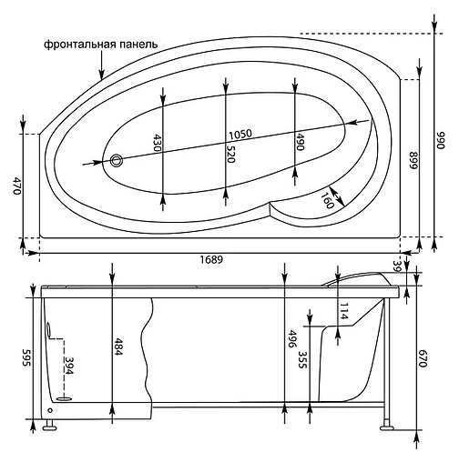Ванна акриловая Aquanet Jersey 170x100 L 00203988