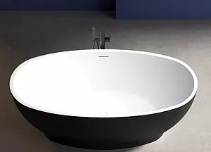 Ванна акриловая отдельностоящая Abber 165x80 белый/панель Black matte AB9207MB, 5