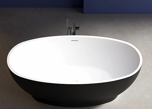 Ванна акриловая отдельностоящая Abber 165x80 белый/панель Black matte AB9207MB