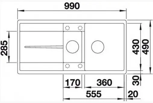 Мойка кухонная Blanco Metra 6 S-F 99 белый 519115