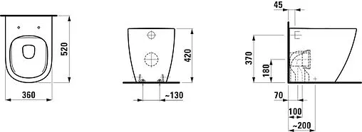 Унитаз приставной безободковый Laufen Lua Rimless белый 8.2308.1.000.000.1