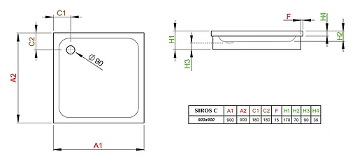 Поддон для душа Radaway Siros C900 SBC9917-1
