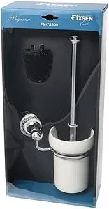 Ёршик для унитаза Fixsen Bogema хром/белый с рисунком FX-78513A Ёршик для унитаза Fixsen Bogema хром/белый с рисунком FX-78513A, 3