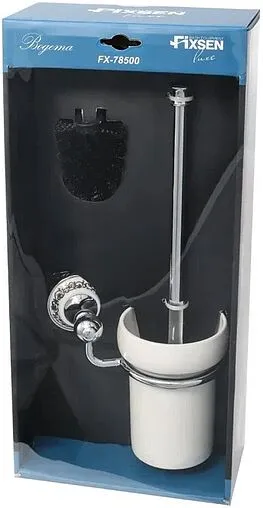 Ёршик для унитаза Fixsen Bogema хром/белый с рисунком FX-78513A
