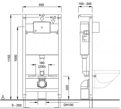 Комплект 6 в 1 Pestan Fluenta Rimless SET40006661OW с кнопкой Onyx белый глянцевый