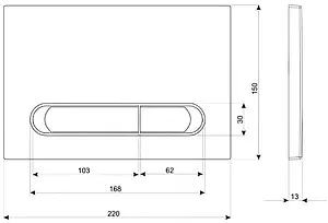 Клавиша смыва для унитаза Cersanit Estetica 64109 белый глянцевый Клавиша смыва для унитаза Cersanit Estetica 64109 белый глянцевый, 2