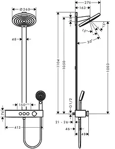 Душевая система с термостатом для душа Hansgrohe Pulsify S 260 2jet белый матовый/графит 24240700 Душевая система с термостатом для душа Hansgrohe Pulsify S 260 2jet белый матовый/графит 24240700, 2