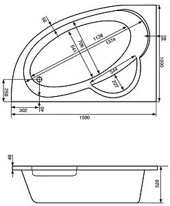 Ванна акриловая Santek Шри-Ланка 150x100 L 1WH302394 Ванна акриловая Santek Шри-Ланка 150x100 L 1WH302394, 2