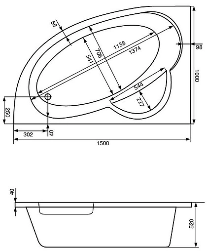 Ванна акриловая Santek Шри-Ланка 150x100 L 1WH302394 Ванна акриловая Santek Шри-Ланка 150x100 L 1WH302394