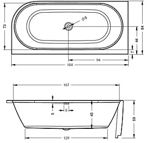 Ванна акриловая Riho DESIRE L 184x84 Led New B088002005, 2