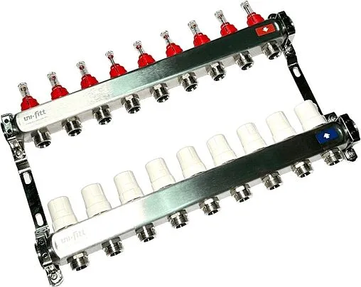 Группа коллекторная с расходомерами 9 отводов 1&quot;в/в x ¾&quot;ек Uni-fitt OPTIMAL 450B4309.RU